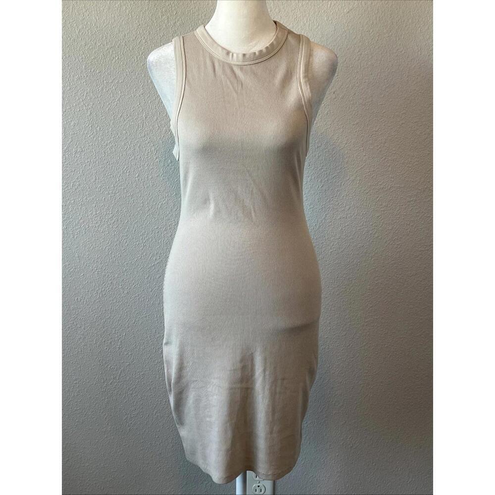 Skims Bodycon Ribbed Sleeveless Dress Beige Size Medium